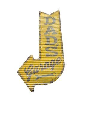 Dads Garage Arrow Wall Sign Yellow Metal Retro Decor